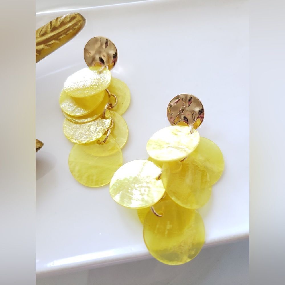 Zara Yellow Natural Shell Earrings